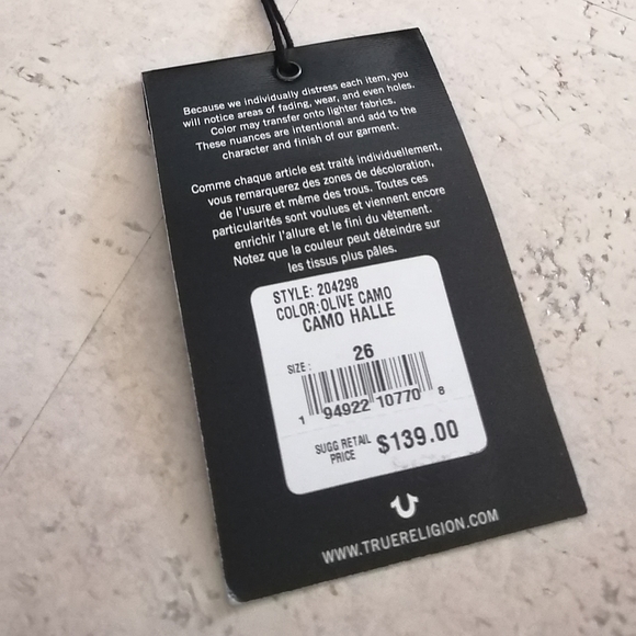 True religion halle camo jeans size 26 - Picture 4 of 6